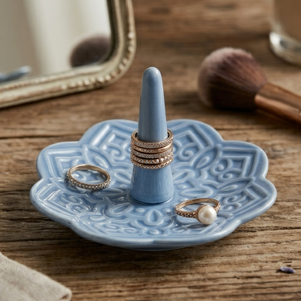 Sky Bloom Ceramic Ring Holder