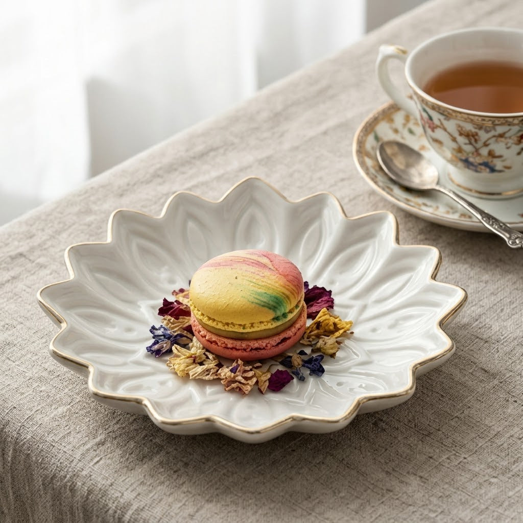 Ivory Petal Embossed Decorative Tray