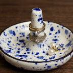 Blue Speckled Ceramic Ring Holder