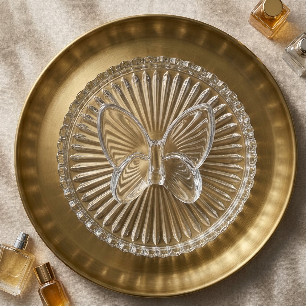 Crystal Butterfly Ring Holder Tray