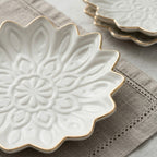 Ivory Petal Embossed Decorative Tray