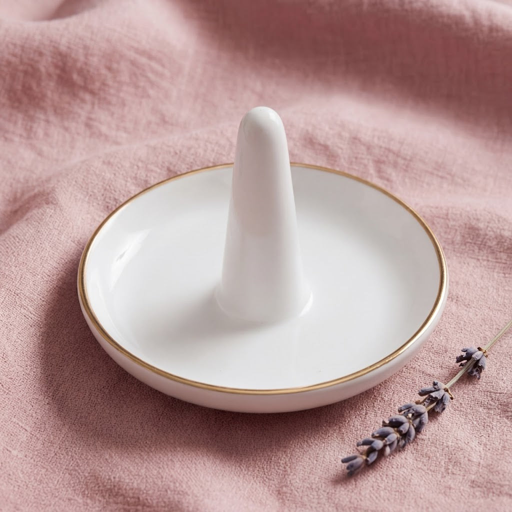 Classic Ivory Ceramic Ring Holder