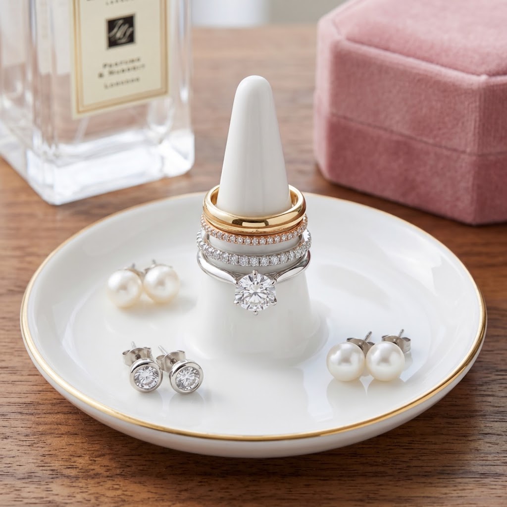 Classic Ivory Ceramic Ring Holder