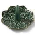 Emerald Scroll Ceramic Incense Holder