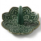Emerald Scroll Ceramic Incense Holder