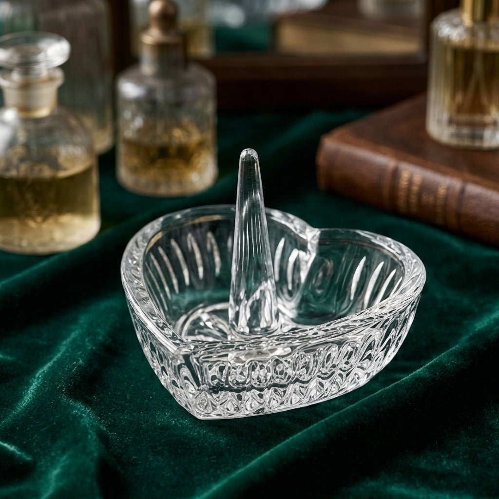 Crystal Heart Glass Ring Holder