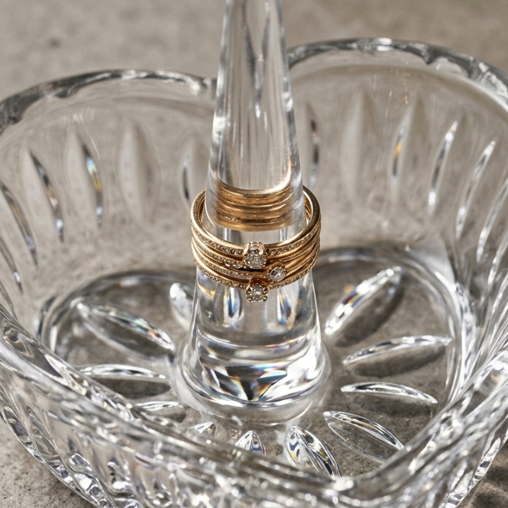 Crystal Heart Glass Ring Holder