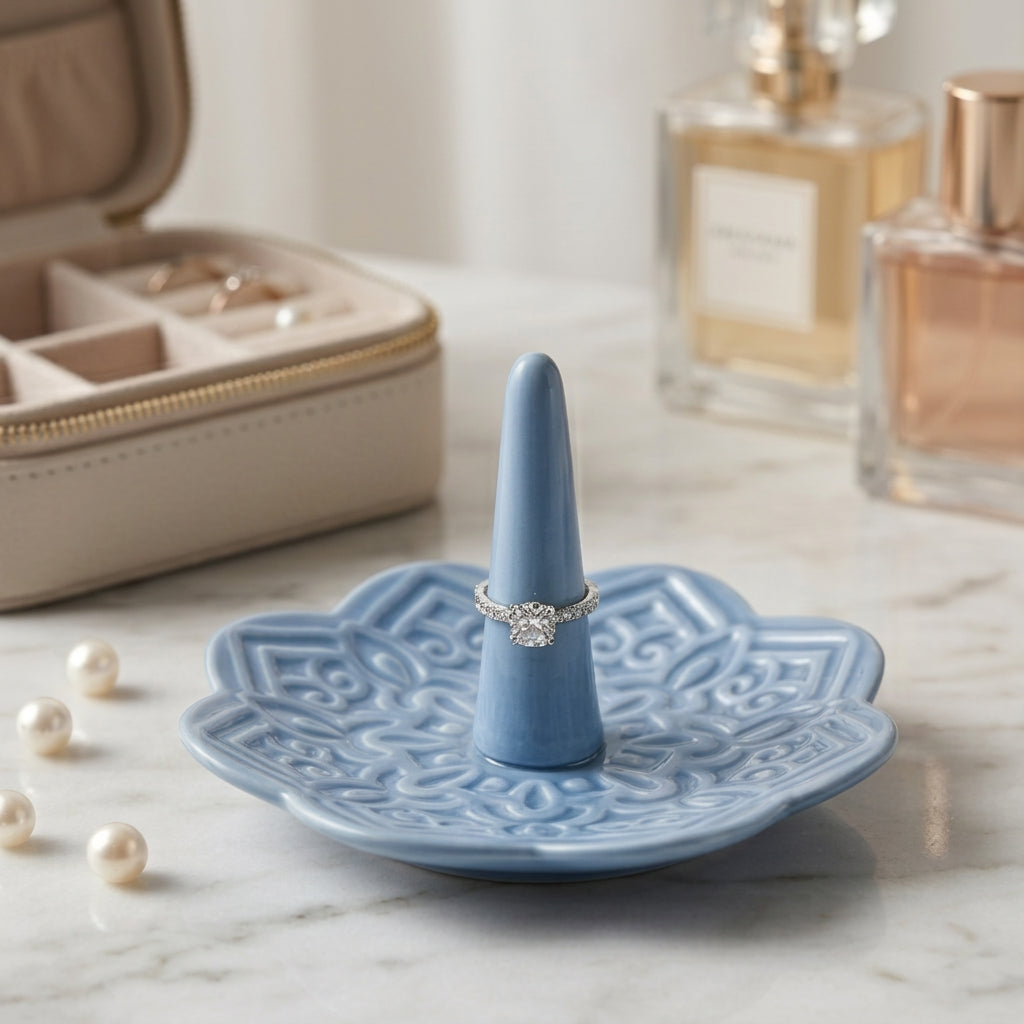 Sky Bloom Ceramic Ring Holder