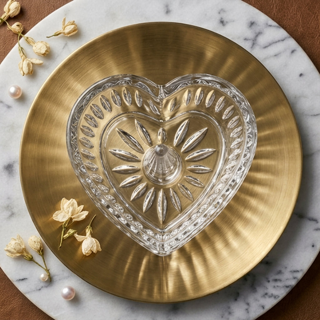 Crystal Heart Glass Ring Holder