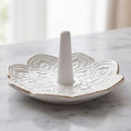 White Bloom Ceramic Ring Holder