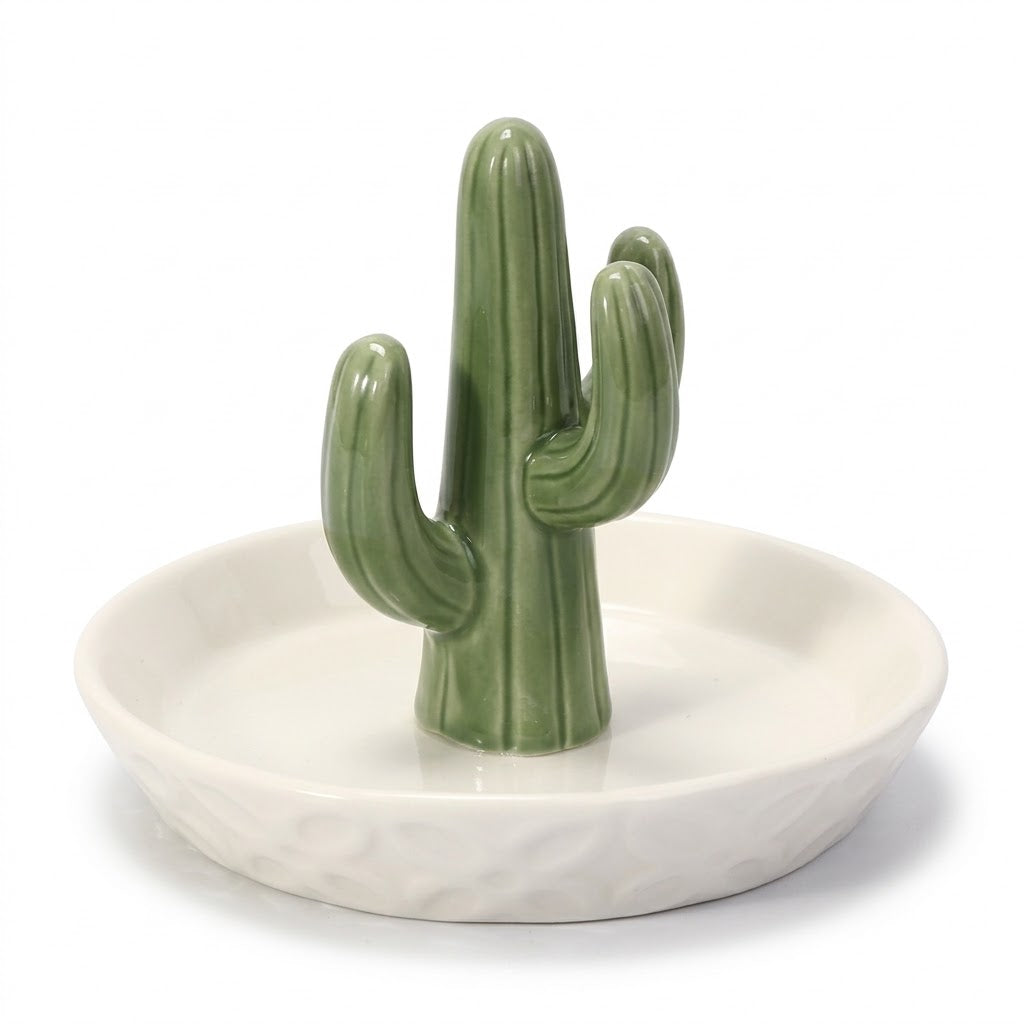 Ceramic Saguaro Cactus Ring Holder and Jewelry Dish
