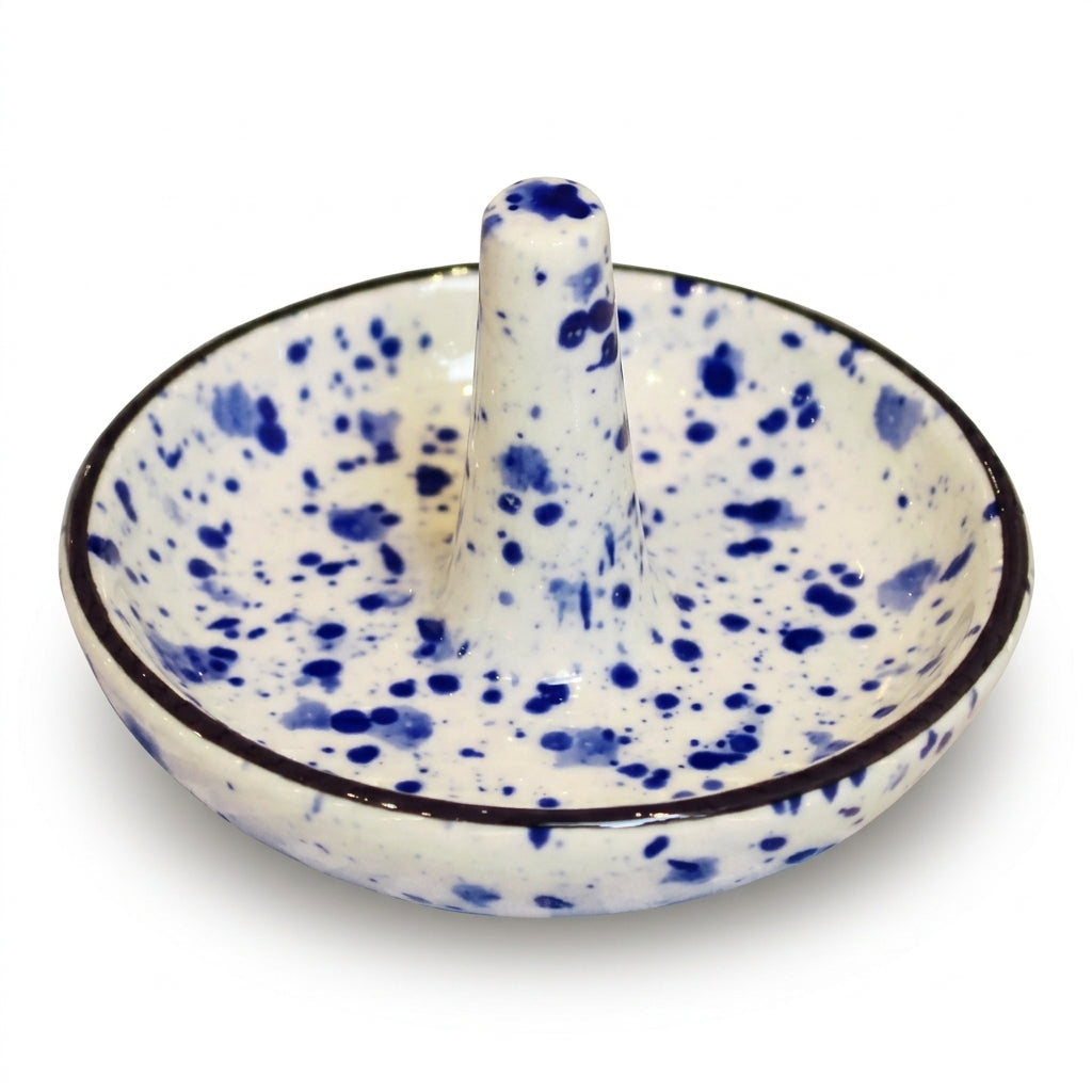 Blue Speckled Ceramic Ring Holder