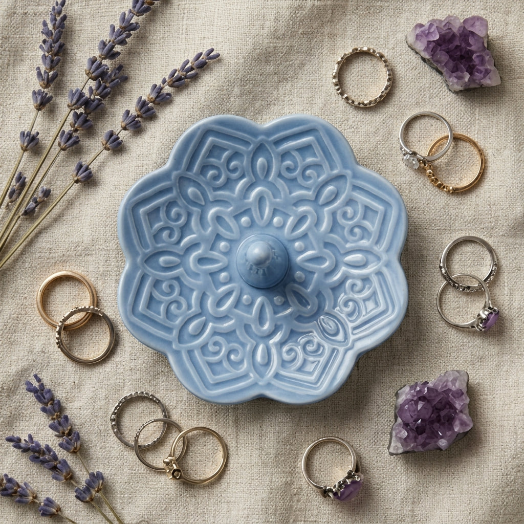 Sky Bloom Ceramic Ring Holder