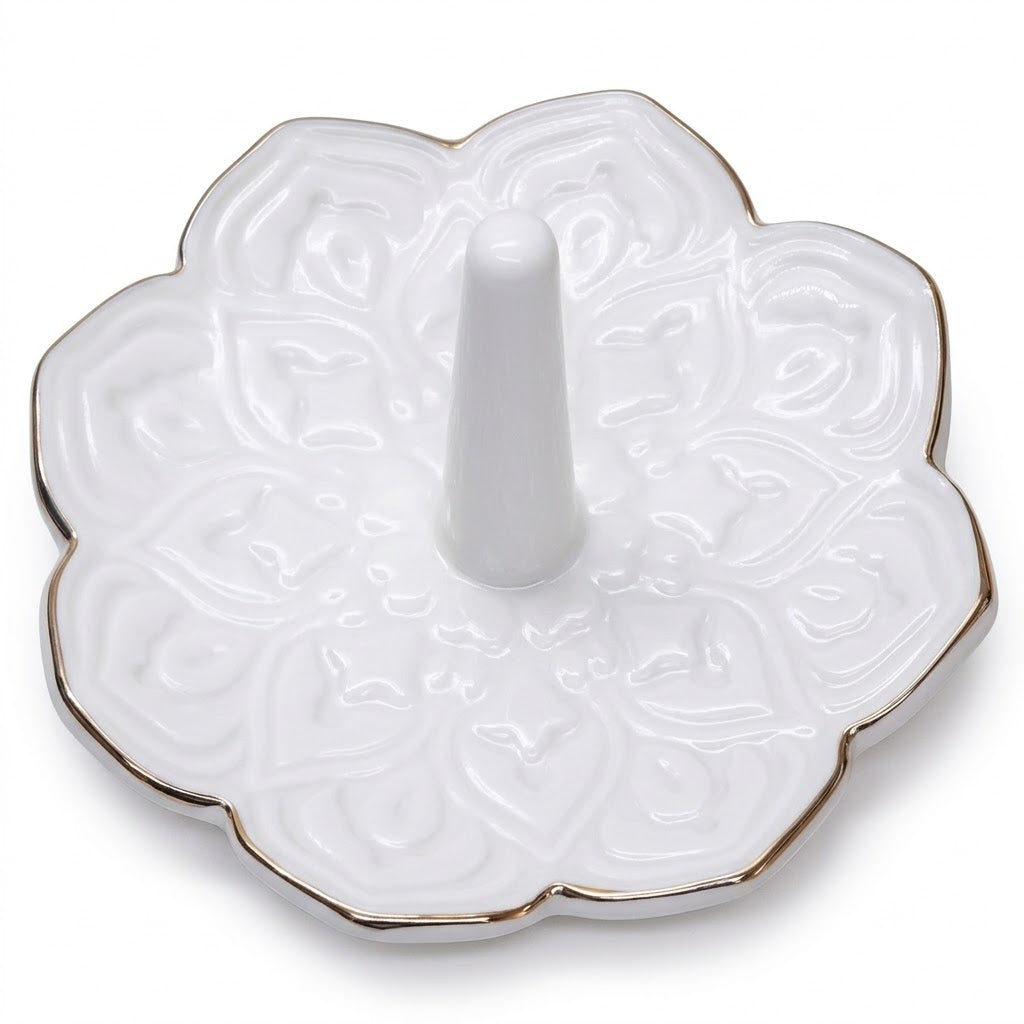 White Bloom Ceramic Ring Holder