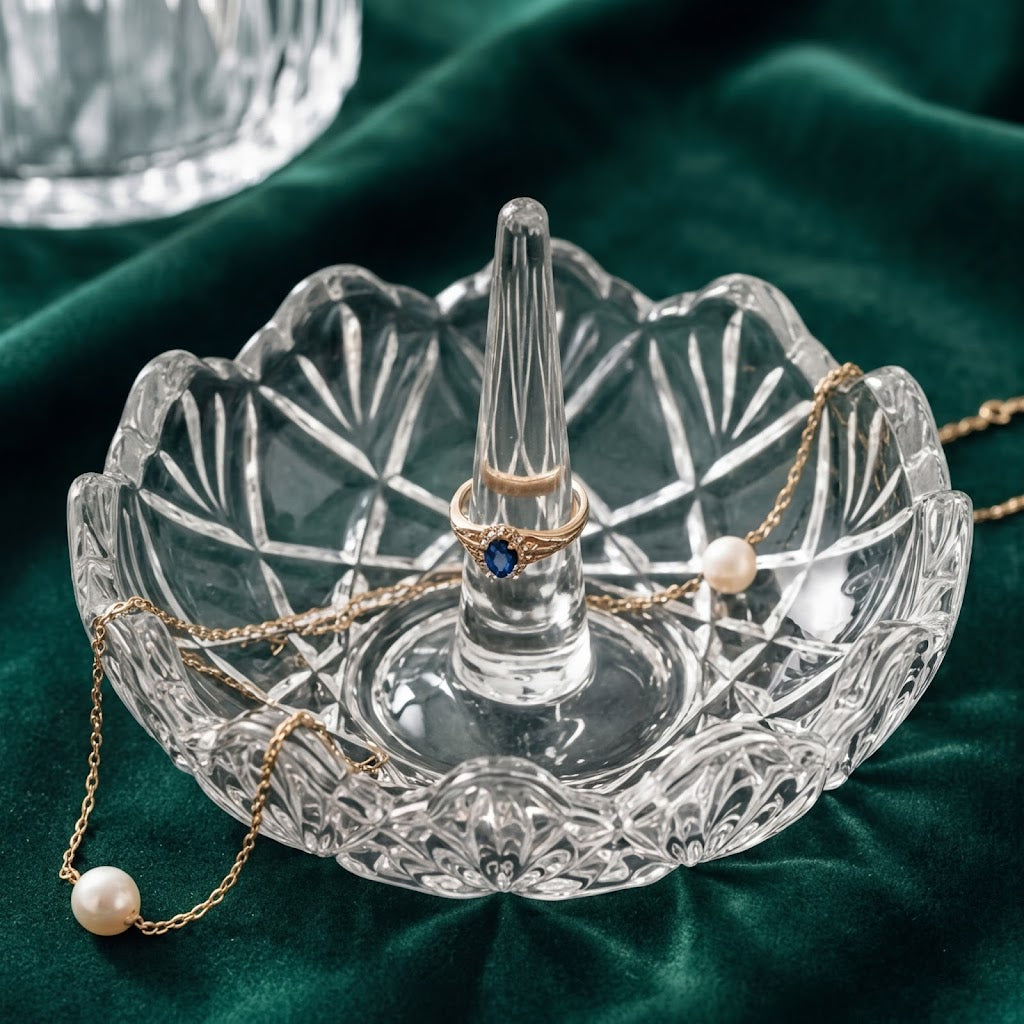 Crystal Petal Glass Ring Holder