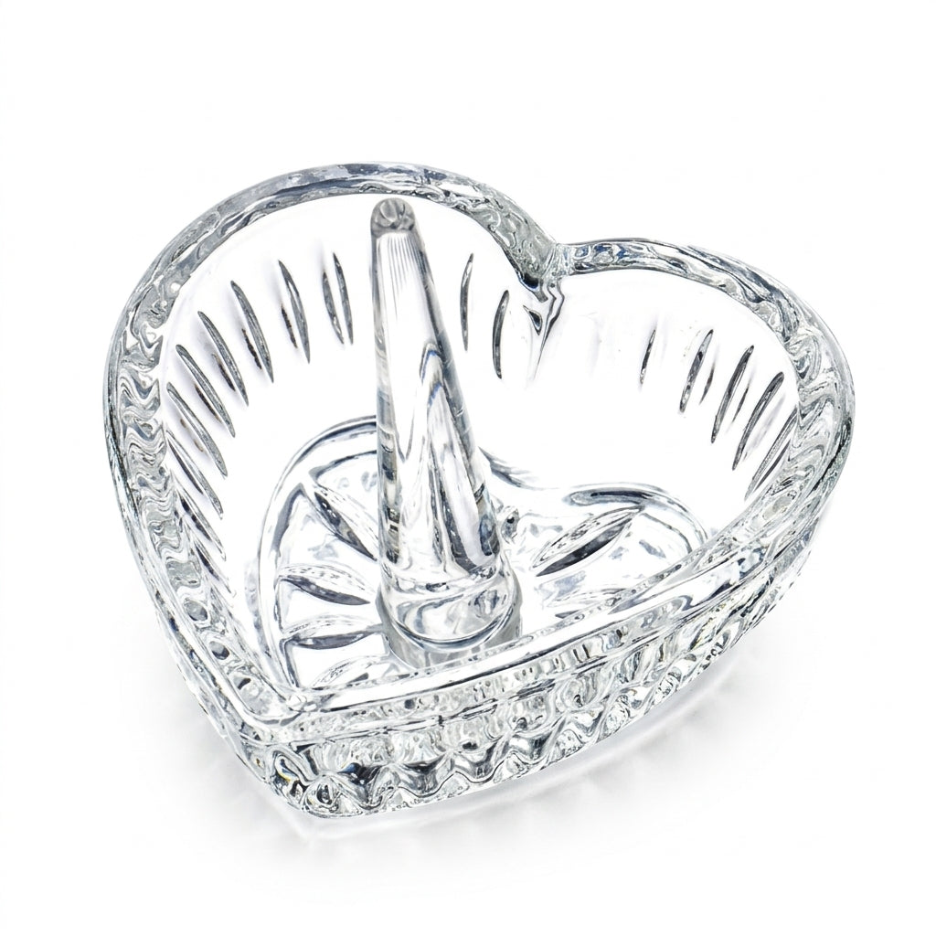 Crystal Heart Glass Ring Holder