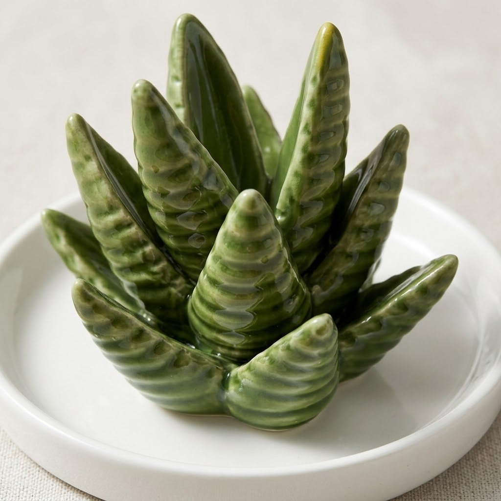 Ceramic Aloe Vera Succulent Ring Holder and Jewelry Dish