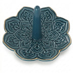 Teal Bloom Ceramic Ring Holder