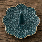 Teal Bloom Ceramic Ring Holder